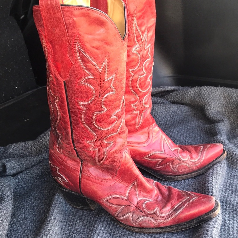 Red Leather Cowboy Boots